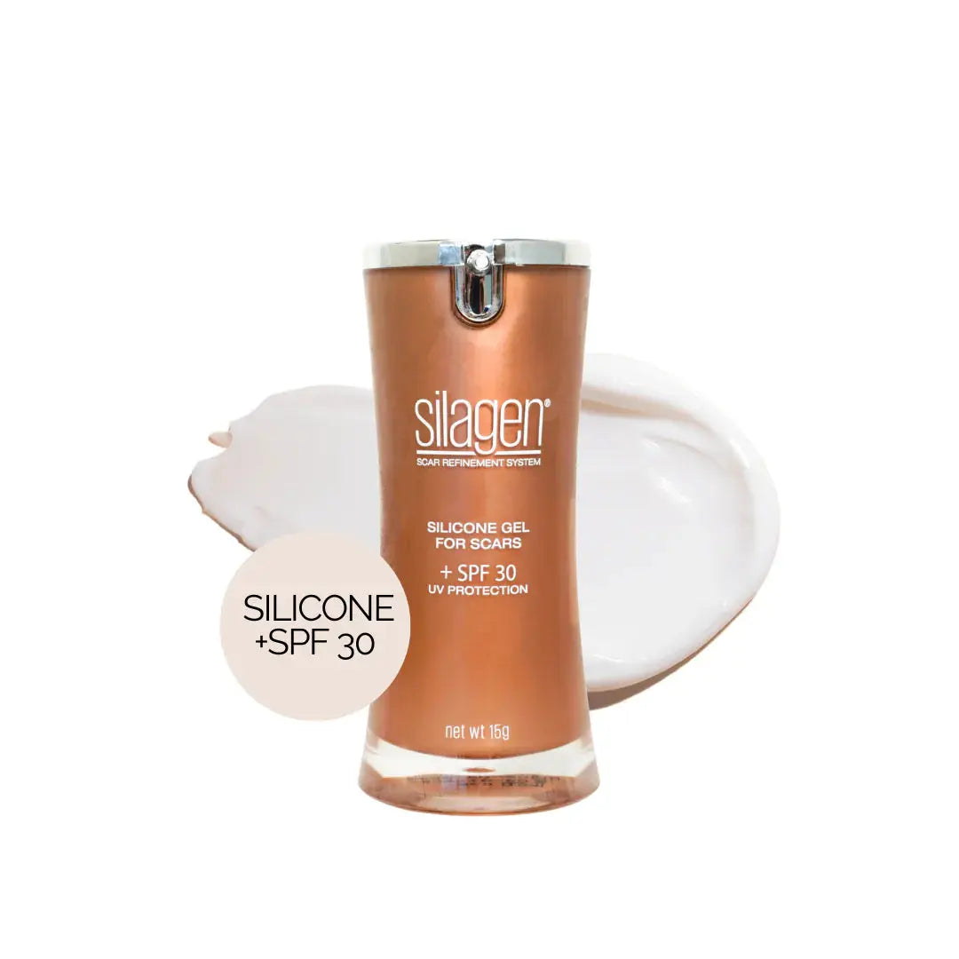 Silagen Scar Gel SPF 30, a silicone scar gel with broad-spectrum sunscreen for healing surgical scars